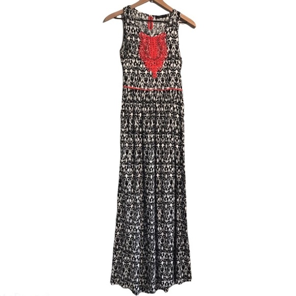 THML Sleeveless Coral Lace Back Cut Out Maxi Dress - Picture 1 of 11